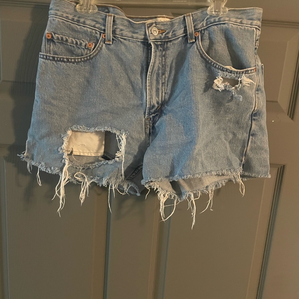Distressed Blue Denim Shorts